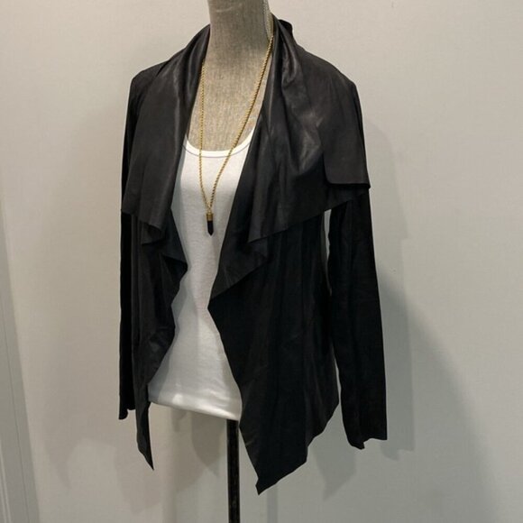 MACKAGE Noelia Leather Waterfall Jacket XXS Lambskin Coat Wrap Style Black - Picture 7 of 16